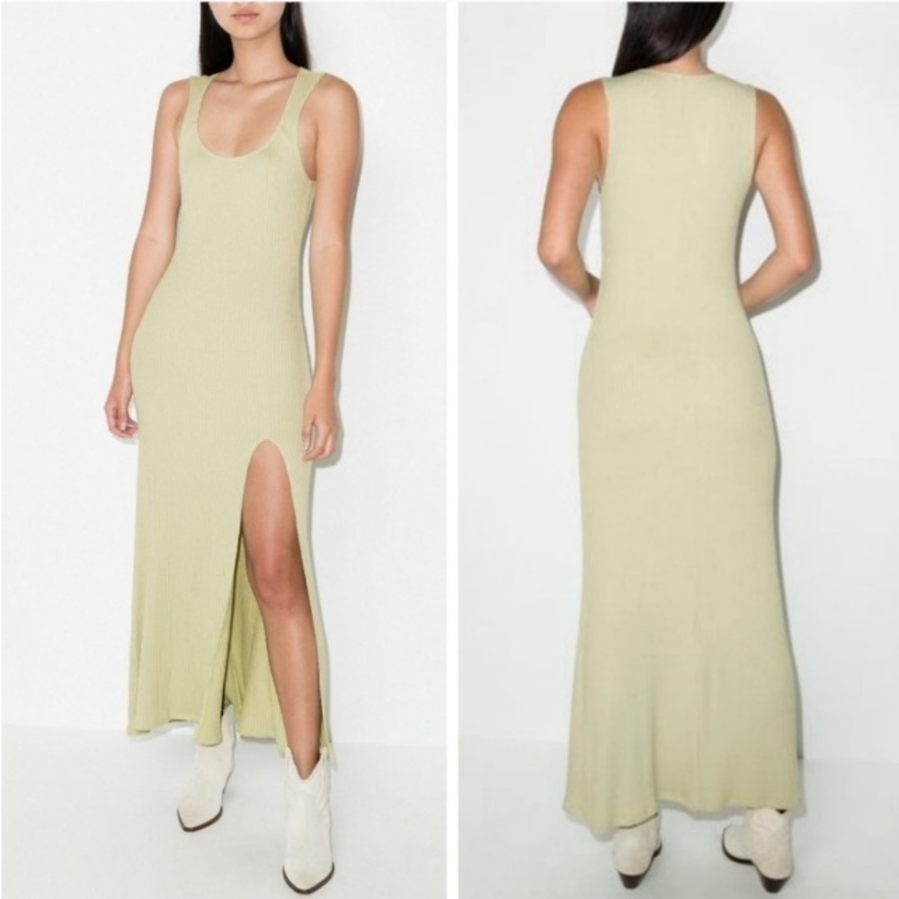 Reformation Bliss Ribbed Midi Dress Limon Sz XS Elevated Basic Sexy Vacation